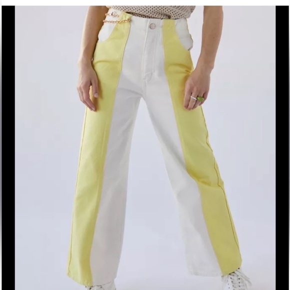 BDG High Rise & Wide Leg Color-block, high waisted, wide leg jeans bright - Picture 1 of 10